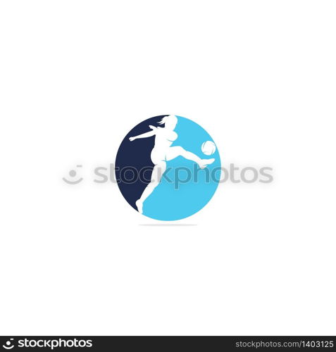 Women football club vector logo design. Women football sports business logo concept.