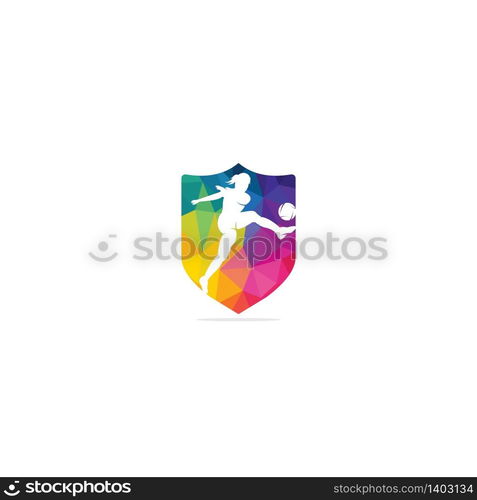 Women football club vector logo design. Women football sports business logo concept.