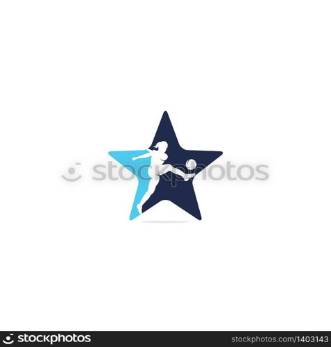 Women football star club vector logo design. Women football sports business logo concept.