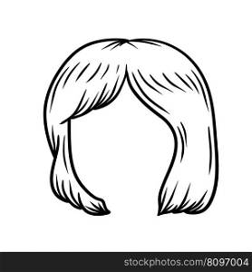 Women hairstyle. Hair on the head. Trendy modern haircuts girl - bob cut.. Women hairstyle. Hair on the head.
