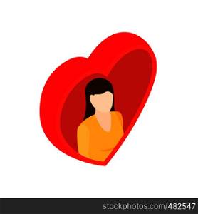 Women in heart isometric 3d icon on a white background. Women in heart isometric 3d icon