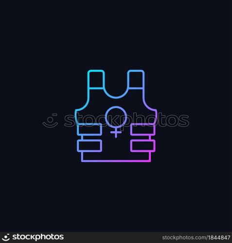 Women in military gradient vector icon for dark theme. Female soldiers. Equal opportunities. Freedom fighter. Thin line color symbol. Modern style pictogram. Vector isolated outline drawing. Women in military gradient vector icon for dark theme