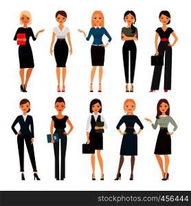 Women in office clothes. Beautiful woman in business clothes. Vector illustration. Women in office clothes