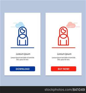 Women, Mother, Girl, Lady Blue and Red Download and Buy Now web Widget Card Template