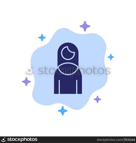 Women, Mother, Girl, Lady Blue Icon on Abstract Cloud Background