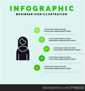 Women, Mother, Girl, Lady Infographics Presentation Template. 5 Steps Presentation