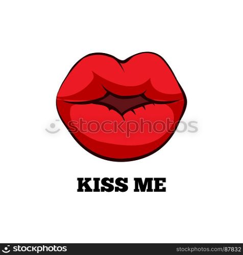 Women red kissing lips. Kiss me. Women red kissing lips. Vector illustration