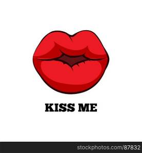 Women red kissing lips. Kiss me. Women red kissing lips. Vector illustration