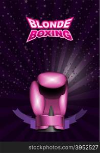 Women&rsquo;s boxing gloves pink. Vector sport background with cup. Eps 10