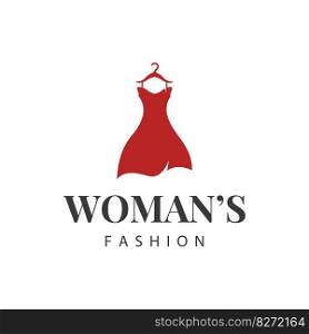 Women&rsquo;s clothing logo with hanger, luxury clothes.Logo for business,boutique,fashion shop,model,shopping and beauty.