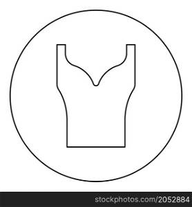 Women&rsquo;s clothing top dress Jersey shirt blouse jumper singlet icon in circle round black color vector illustration image outline contour line thin style simple. Women&rsquo;s clothing top dress Jersey shirt blouse jumper singlet icon in circle round black color vector illustration image outline contour line thin style