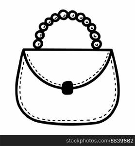 Women&rsquo;s fashion bag. Vector doodle illustration. Hand drawn sketch.