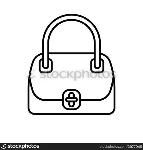 Women&rsquo;s handbag linear icon. Thin line illustration. Bag contour symbol. Vector isolated outline drawing. Women&rsquo;s handbag linear icon
