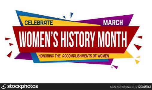 Women&rsquo;s history month banner design on white background, vector illustration