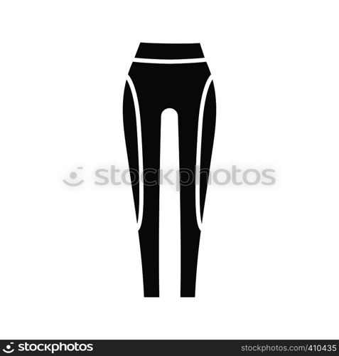 Women's sports pants glyph icon. Leggings. Activewear. Silhouette symbol. Negative space. Vector isolated illustration. Women's sports pants glyph icon