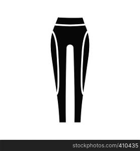 Women's sports pants glyph icon. Leggings. Activewear. Silhouette symbol. Negative space. Vector isolated illustration. Women's sports pants glyph icon