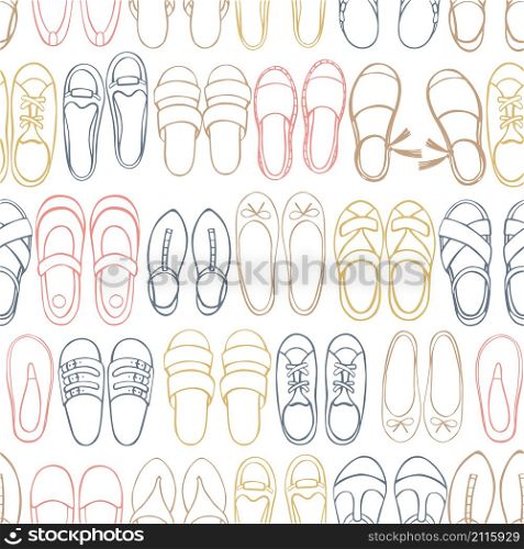 Women&rsquo;s summer shoes. Vector seamless pattern.
