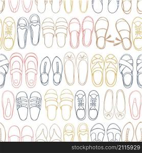 Women&rsquo;s summer shoes. Vector seamless pattern.