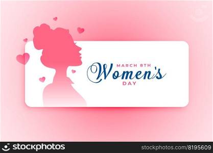 women’s day poster with girl face and hearts