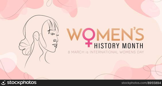 women s history month illustration of a hand drawn silhouette head face lady vector design, applicable for website banner, header webs template, poster sign corporate or business, social media graphic