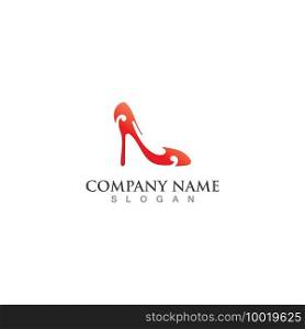Women’s shoes logo design High heel shoe icon template