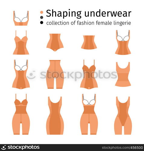 Women shapewear or female corrective underwear vector illustration. Women corrective underwear