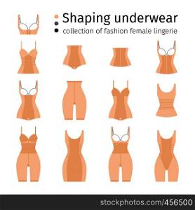 Women shapewear or female corrective underwear vector illustration. Women corrective underwear
