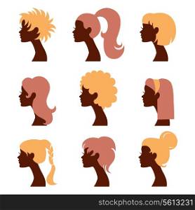 Women silhouettes icons set