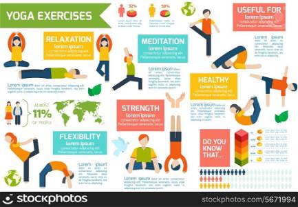 Women silhouettes in yoga poses fitness workout infographic set vector illustration
