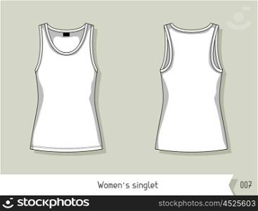 Women singlet. Template for design, easily editable by layers.