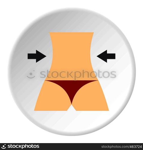 Women slim body icon in flat circle isolated vector illustration for web. Women slim body icon circle