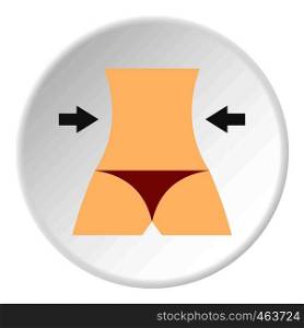 Women slim body icon in flat circle isolated vector illustration for web. Women slim body icon circle