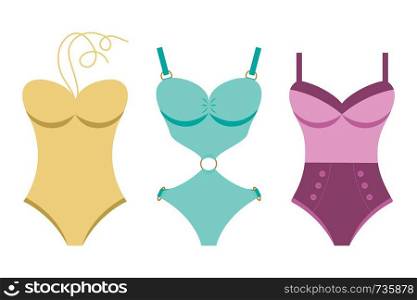 Women swimsuits. Flat style.Vector illustration.