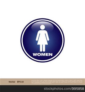 Women Toilet Signage Icon Vector Logo Template Illustration Design. Vector EPS 10.