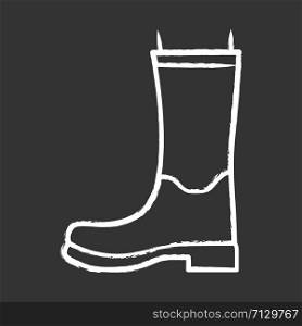 Women wellies chalk icon. Rubber boots for fall, spring rainy season. Unisex footwear design. Wellingtons, modern comfortable shoes. Male and female fashion. Isolated vector chalkboard illustration