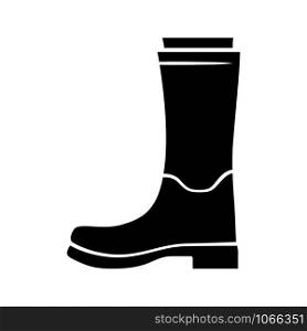 Women wellies glyph icon. Rubber boots for fall, spring rainy season. Unisex footwear design. Wellingtons, modern comfortable shoes. Silhouette symbol. Negative space. Vector isolated illustration