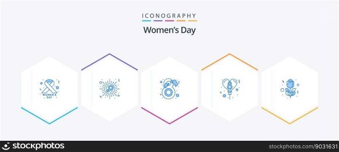 Womens Day 25 Blue icon pack including rose. flower. butterfly. day. balloon