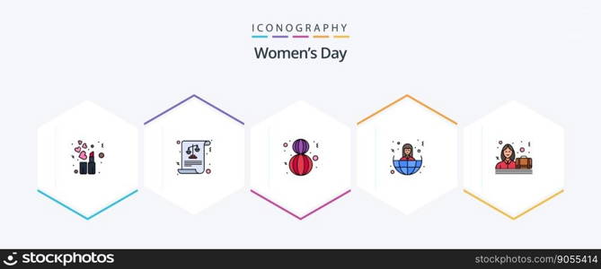 Womens Day 25 FilledLine icon pack including case. business. happy. world. offshore