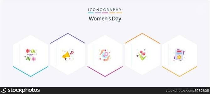Womens Day 25 Flat icon pack including card. present. speaker. flower. rights