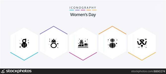 Womens Day 25 Glyph icon pack including awareness. lovely. celebrate. happy. female