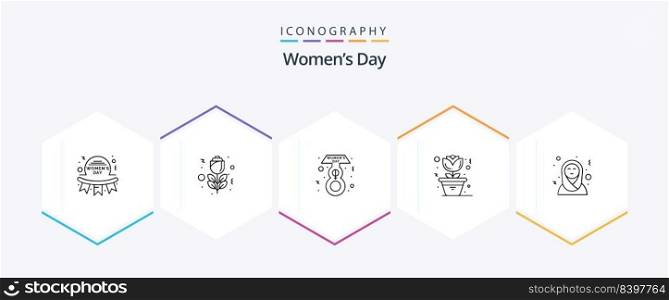 Womens Day 25 Line icon pack including . arabic. eight march. arab women. home