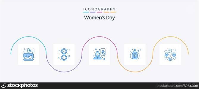 Womens Day Blue 5 Icon Pack Including eight march. perfume. feminism. love. day