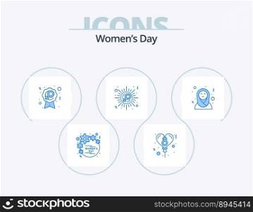 Womens Day Blue Icon Pack 5 Icon Design. arabic. celebrate. badge. woman. sex