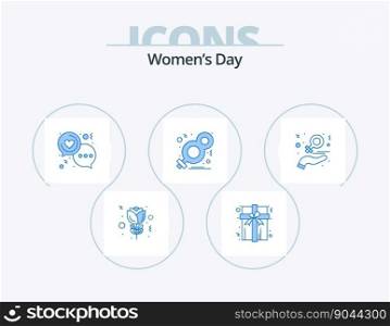 Womens Day Blue Icon Pack 5 Icon Design. day. women. heart. symbol. eight