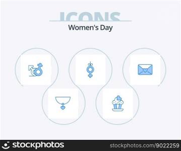 Womens Day Blue Icon Pack 5 Icon Design. . heart. male. love. ribbon