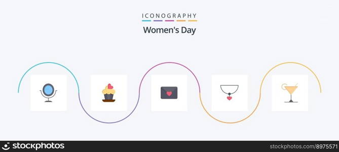 Womens Day Flat 5 Icon Pack Including necklace. womens. women. women. love