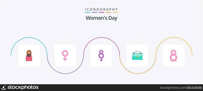 Womens Day Flat 5 Icon Pack Including womens. female. symbol. symbol. day