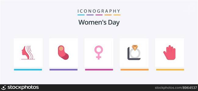 Womens Day Flat 5 Icon Pack Including womens. gender. new born. symbol. day. Creative Icons Design