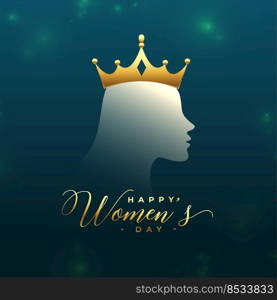 womens day greeting with female face and golden crown