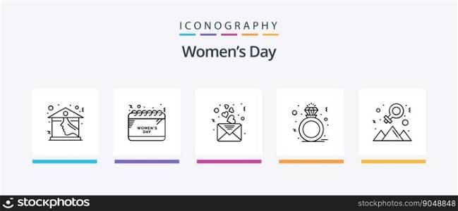 Womens Day Line 5 Icon Pack Including present. celebrate. butterfly. woman. sex. Creative Icons Design